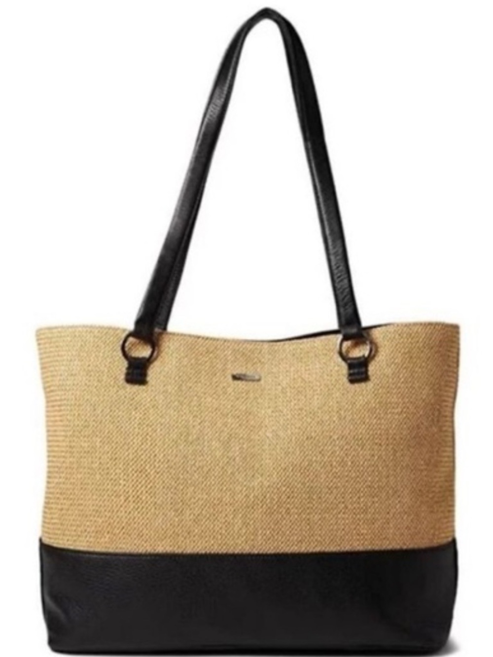 Hammitt Andersen Tote in Chaparral Raffia with black pebbled leather